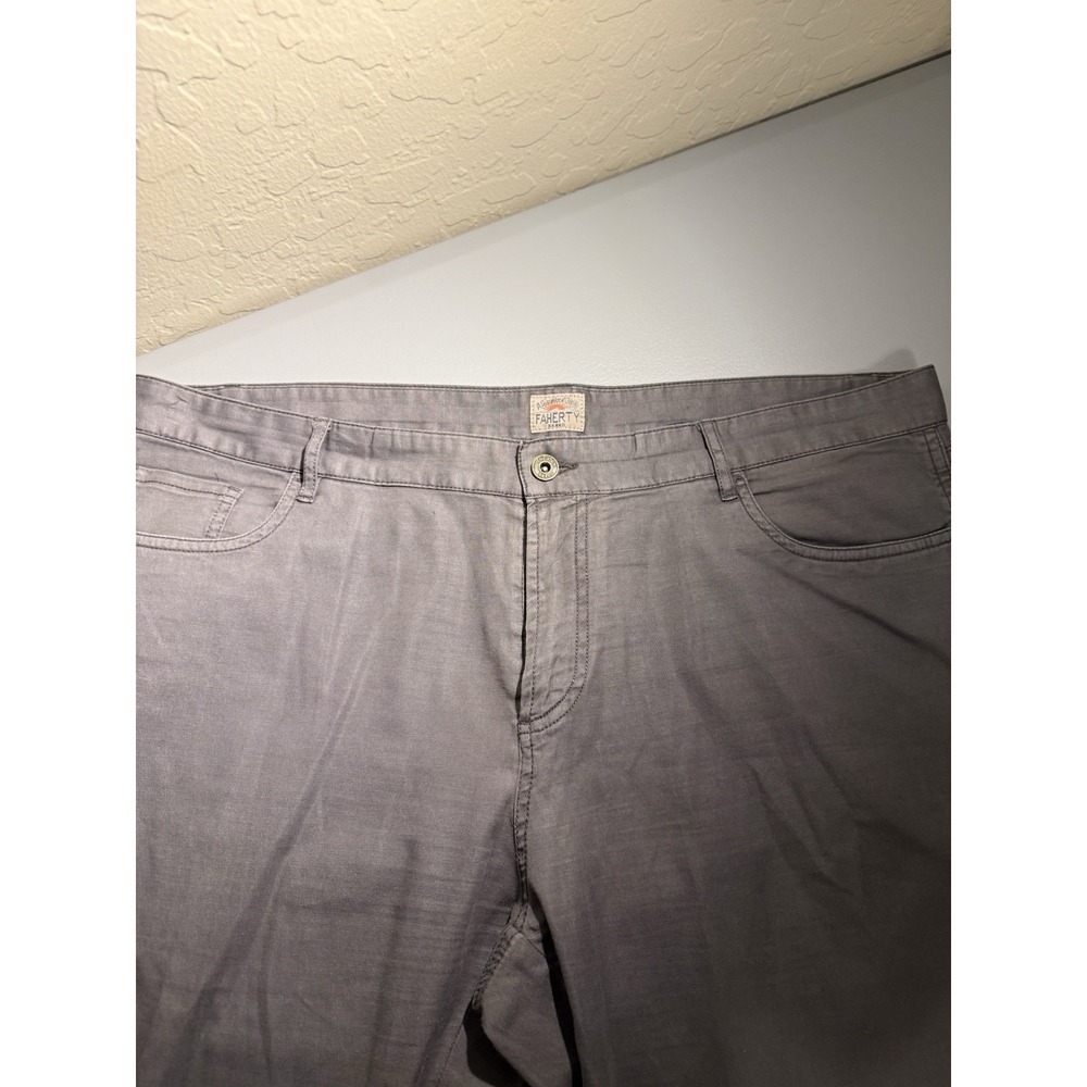 Faherty Del Mar Pants Men's 38 (40) Gray Cotton‎ Linen Blend Stretch 5 Pocket